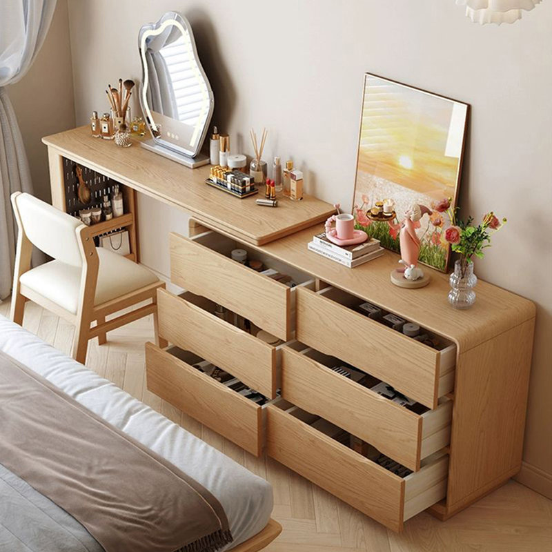 Coiffeuse avec miroir lumineux, 6 tiroirs, 1 chaise