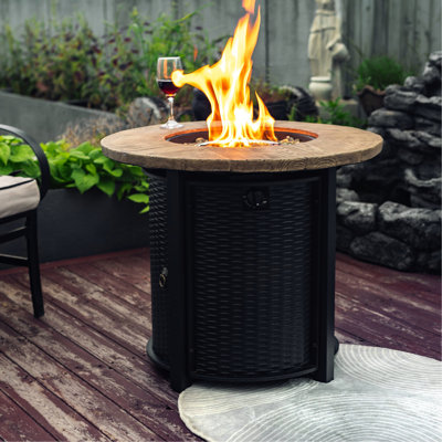 Table de feu au propane de 30 pouces avec plateau de table, sortie de chaleur de 40 000 BTU, conception polyvalente, avec housse de pluie et pierres de lave pour la vie extérieure