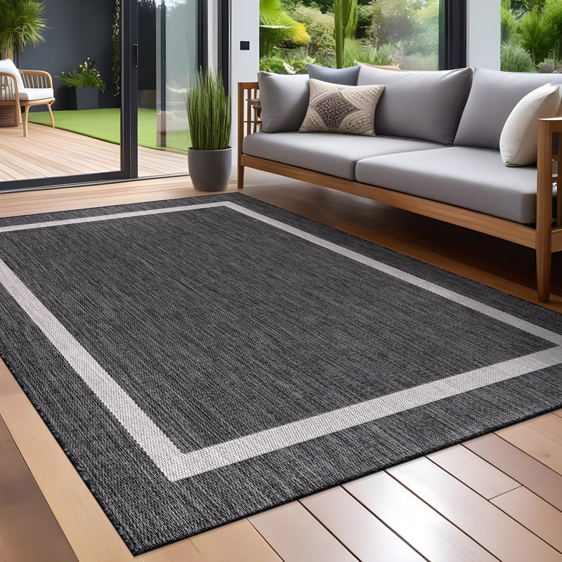 Waikiki Dark Gray Indoor/Outdoor Rug, Rectangle 7'10" x 10'
