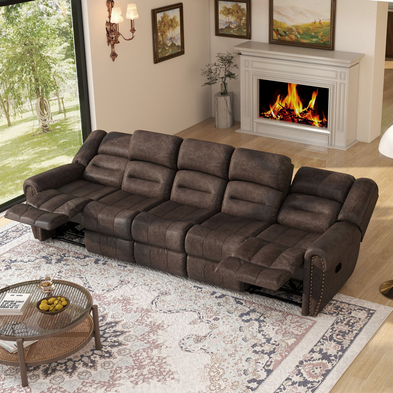 Canapé modulaire inclinable en cuir 129,6 po, Gray