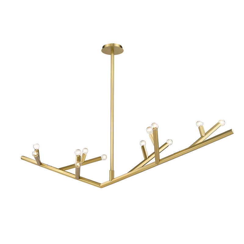 12 - Light Chandelier, Brushed Brass