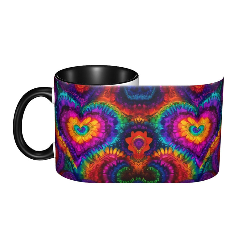 Tie Dye Coffee Mug for Women Ceramic Tea Cup with Handle 11oz