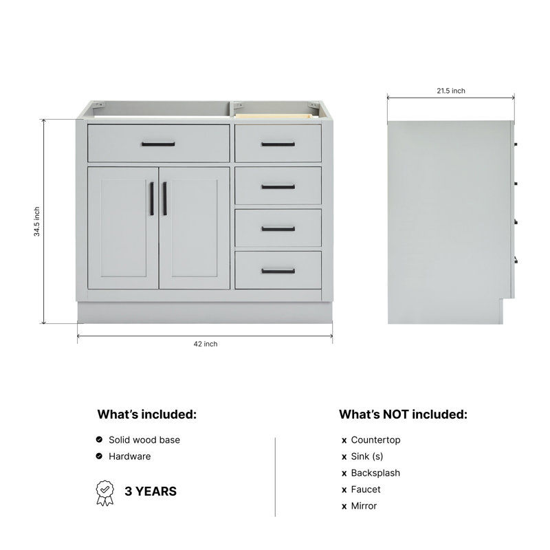 42" Single Bathroom Vanity Base only, Gray
