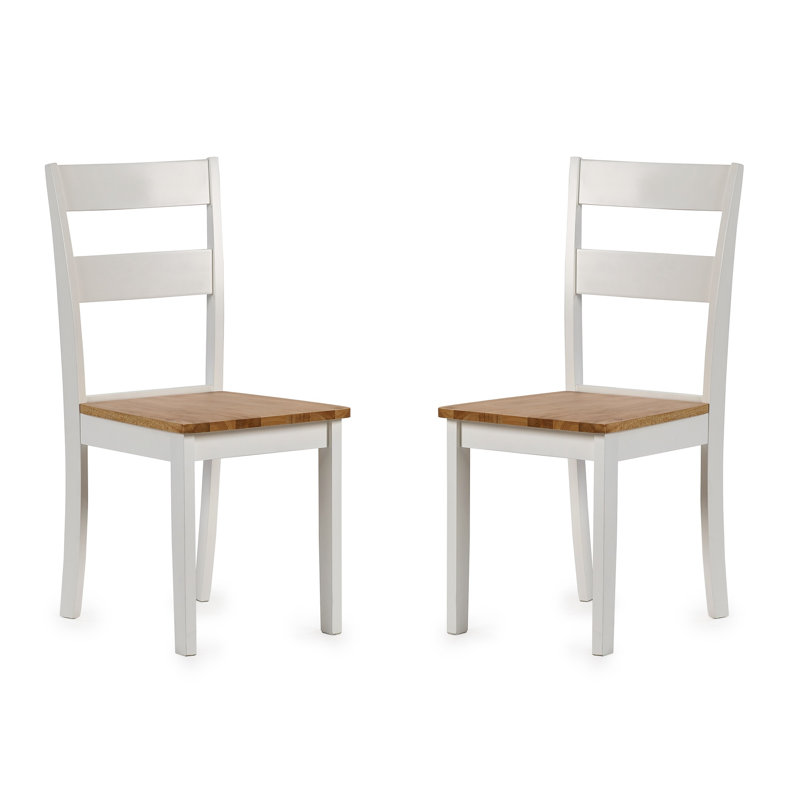 Hayasdan 42cm H Solid Wood Ladder Back Side Chair, Brown/White