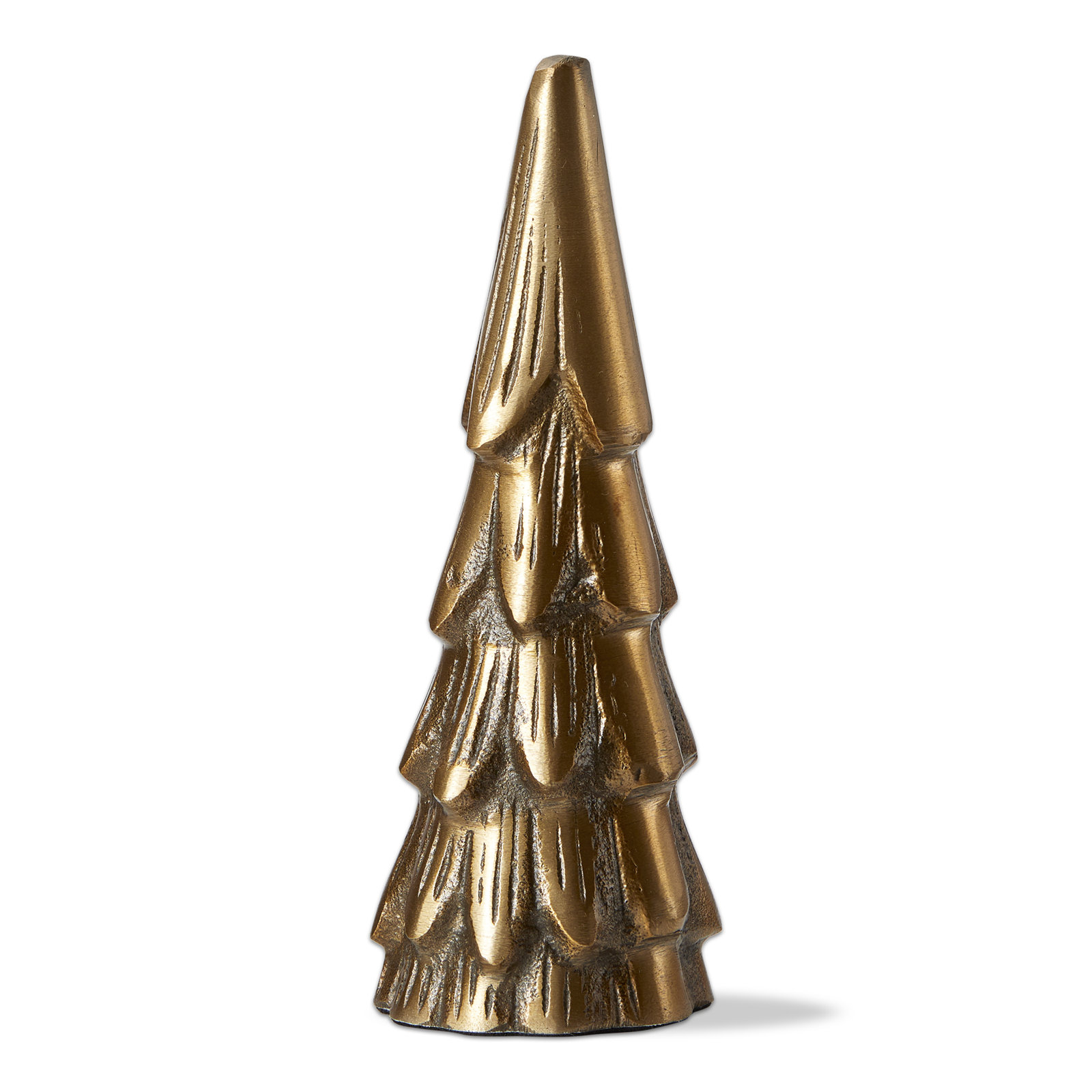 Cast Aluminum Gold Metal Christmas Tree Decor Medium for Tabletop or Mantel, 6" H x 2" W x 2" D