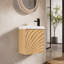 Meuble-lavabo mural 18,5 po avec lavabo en résine, porte simple à fermeture douce, panneau de fibres à densité moyenne, noyer (emballage KD)-1655100542