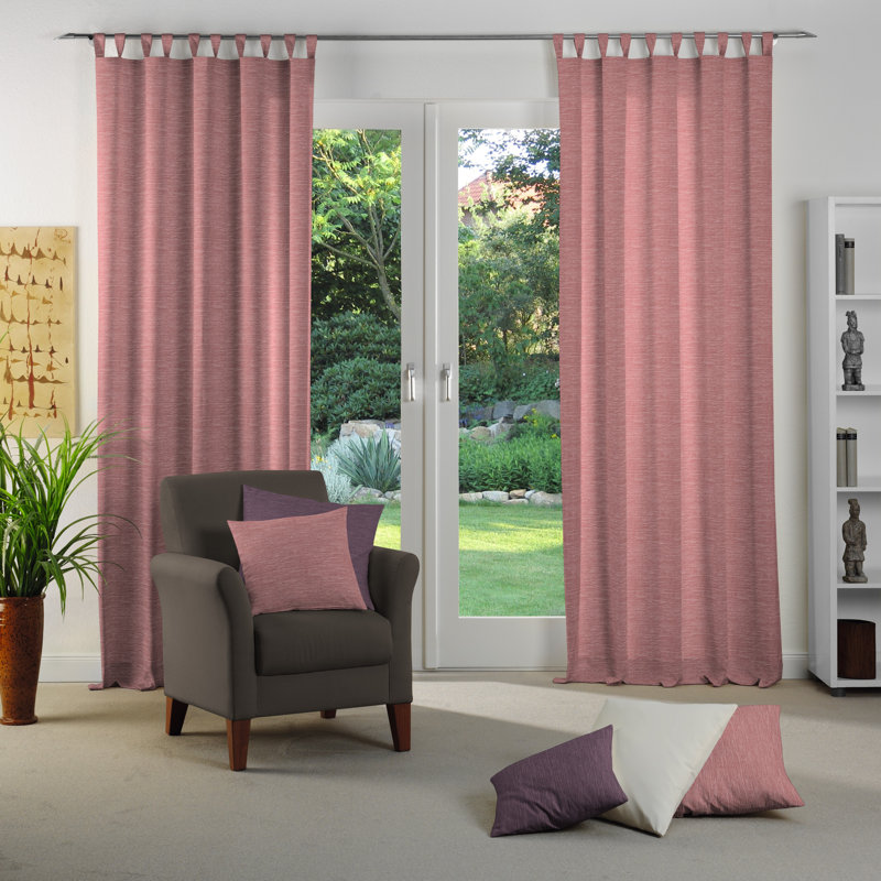 Polyacrylic Opaque Tab Top Curtain Panel, 132cm Width x 305cm Drop, Pink
