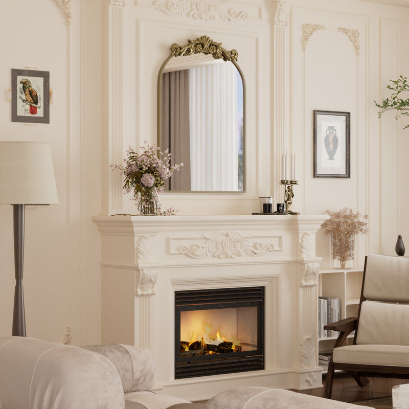 Enville Vintage Arch Mirror Traditional Vintage Ornate Baroque Mirror Arched Mirror for Bathroom, Living Room, Fireplace, Entryway,Over Sink 