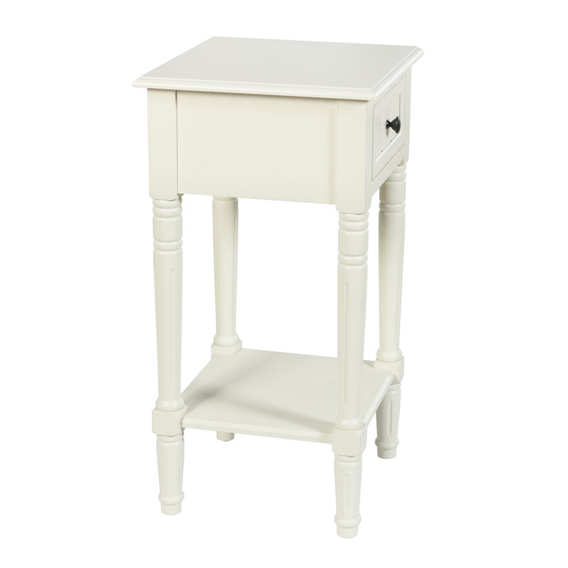 Elboa Collection Accent Table with One Drawer, Antique White
