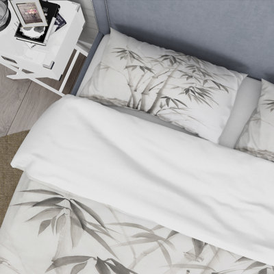 Ensemble de housse de couette traditionnel rétro en bambou monochrome II - microfibre de polyester