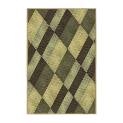 Tapis géométrique vert olive / brun