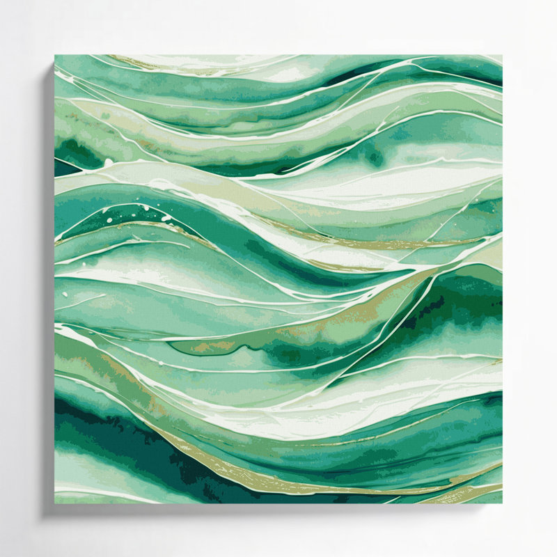 Art nautique vert sur toile vert nautique, 16" H x 16" W