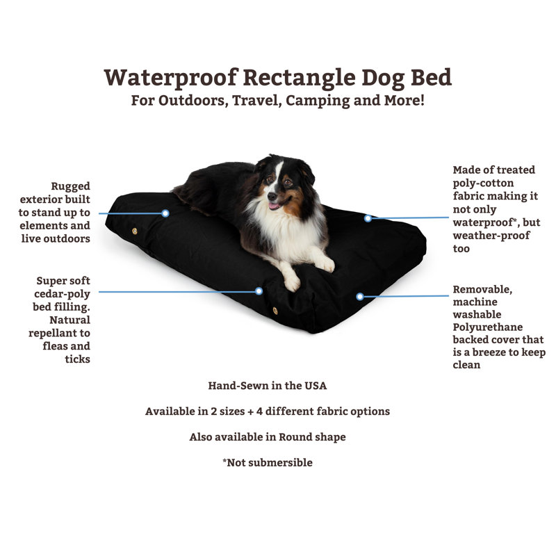 Small Brown Waterproof Outdoor Rectangle Dog Bed