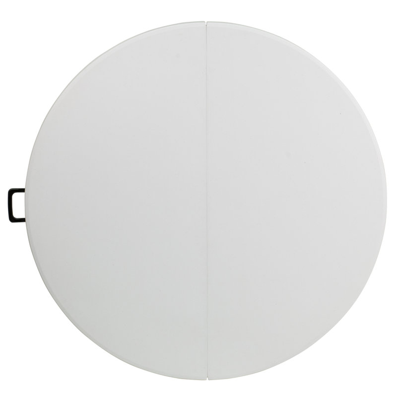Gray Metal Frame Round White Plastic Folding Table