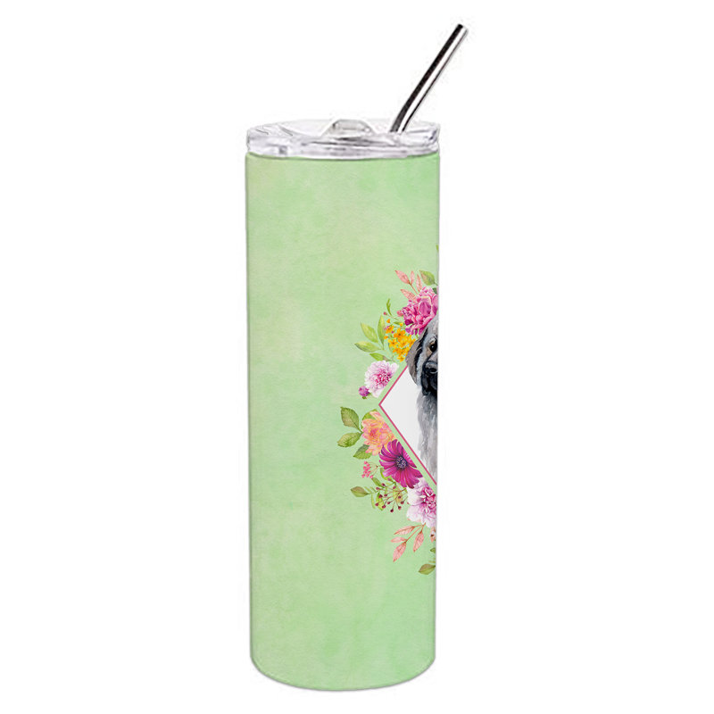 E23BF9F8391D466E9CA4F8DFEBD9A7DB de verre 20 oz à double paroi en acier inoxydable chiot, Chien de garde de Moscou, Vert