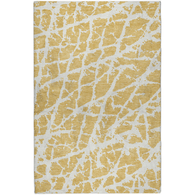 Premium Machine Washable Dream Shag ADS501 Crackle Rug, Gold, 5' x 7'6"