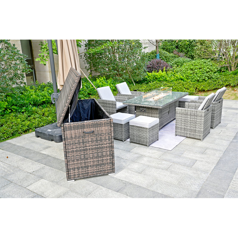Tymar Rectangular 8 - Person Dining Set with Cushions
