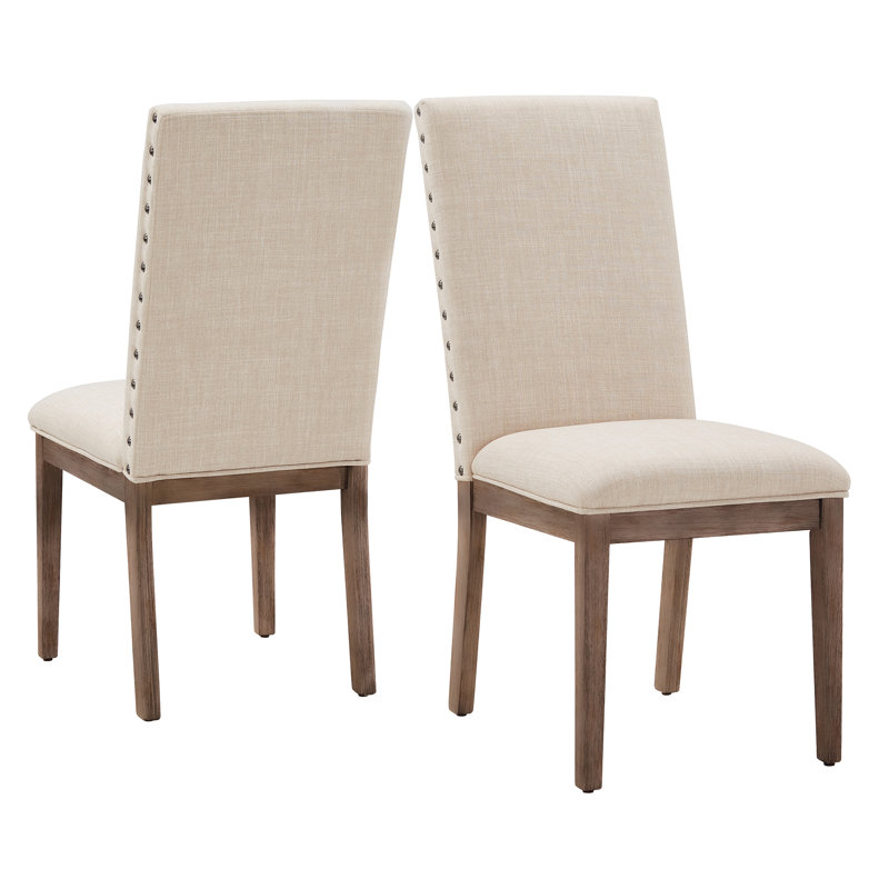 Chaise de salle à manger rembourrée en lin Irving Place Parsons, Lin beige, Brun
