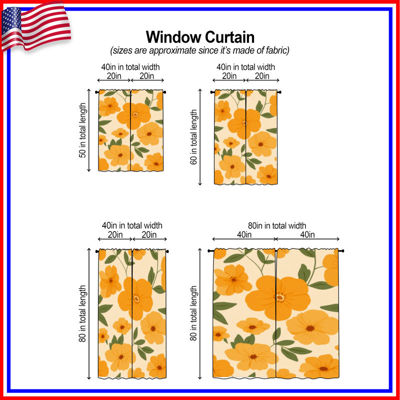 Rideaux de fenêtre à motif floral obscurcissant et obscurcissant - 2 panneaux, 56in x 76in - 2 panels
