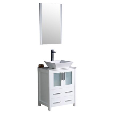 Fresca Torino 24"" Free-Standing Single Vessel Sink Bathroom Vanity Set with Mirror -  FVN6224WH-VSL