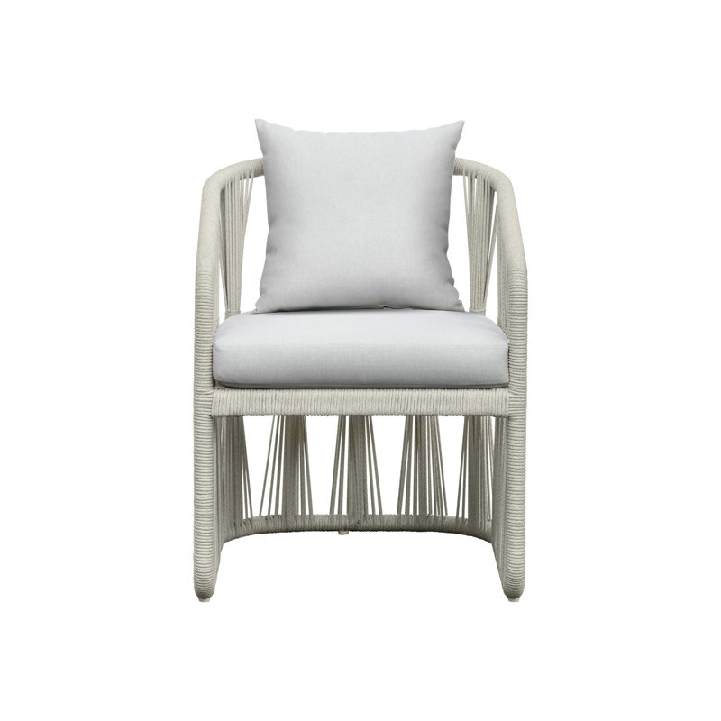 Chaise avec accoudoirs de salle à manger avec dossier coussiné, blanc