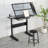 Hand Crank Adjustable Drafting Table Drawing Desk With 2 Metal Drawers WITH STOOL