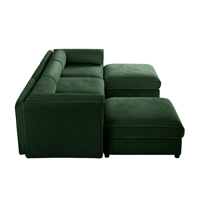 Canapé en chenille avec rangement - 3 accoudoirs ergonomiques élégants et confortables, Vert