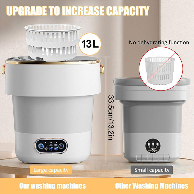 Mini machine à laver pliable portative 13L avec fonction d'essorage, idéale pour les petits espaces