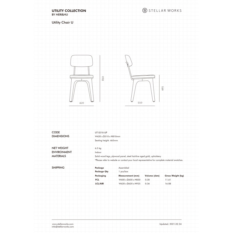 Utility Leather Dining Chair, Bellagio Black with Natural Walnut