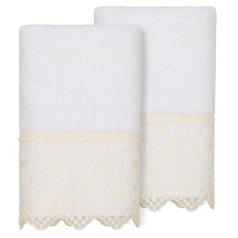 Valentina 100% Turkish Cotton Cream Lace Embellished Hand Towel