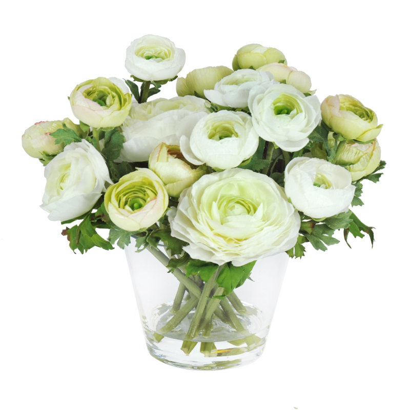 Ranunculus In Glass Vase 10''