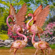 Florida Keys Elegant Assorted Metal Flamingo Garden Figurines (Set of 4)