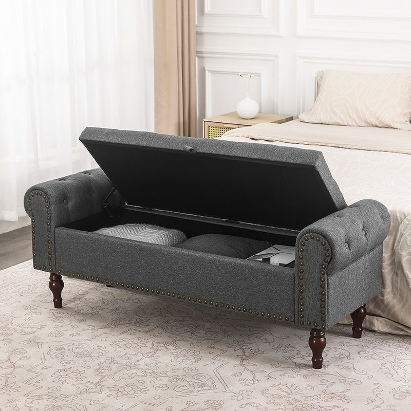 Banc de rangement avec repose-pieds de 58 pouces pour chambre à coucher