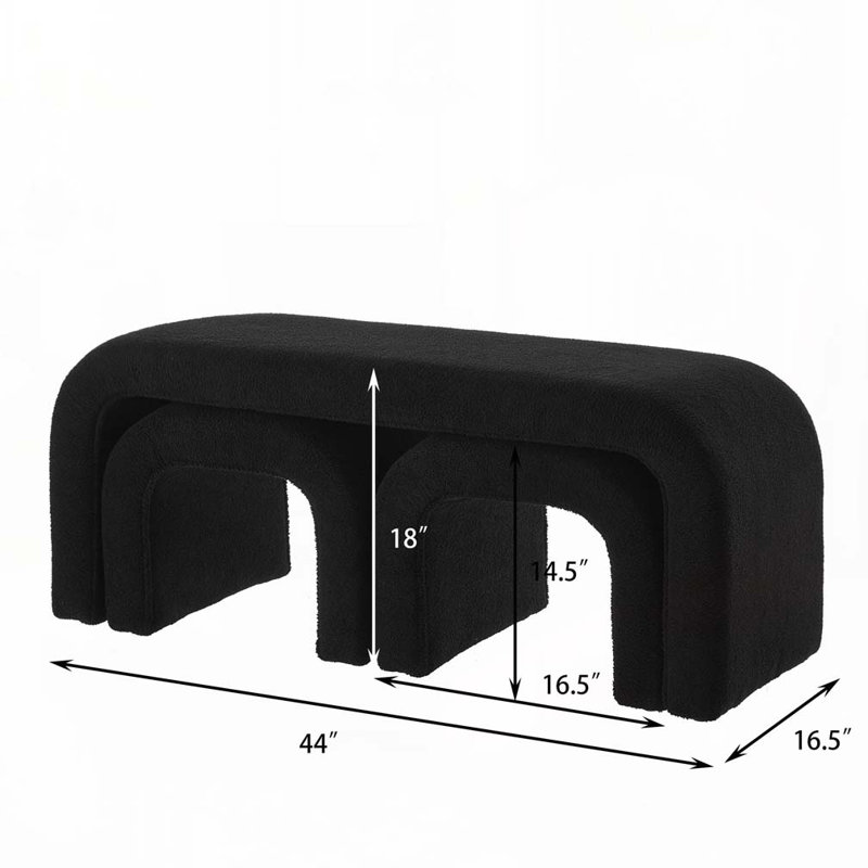 Banc 3 pièces en forme de U, Noir