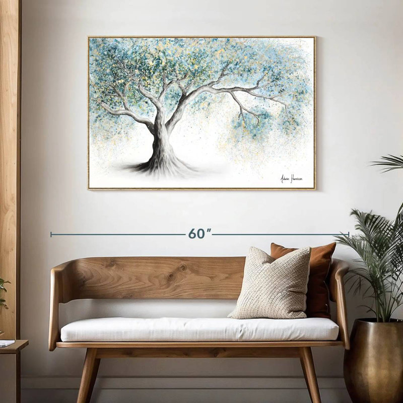 Arbre givré doux, Cadre flottant en bois naturel, 46 po x 31 po