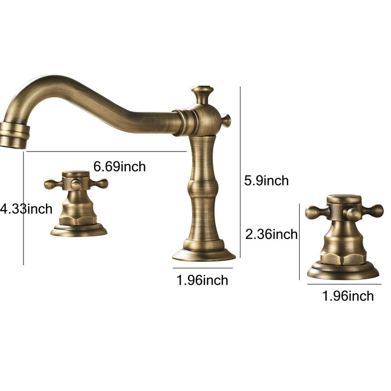 8 inch 2 Handles 3 Holes Widespread Bathroom Sink Faucet Bathroom Vanity Faucet Basin Mixer Tap Faucet, Antique Brass