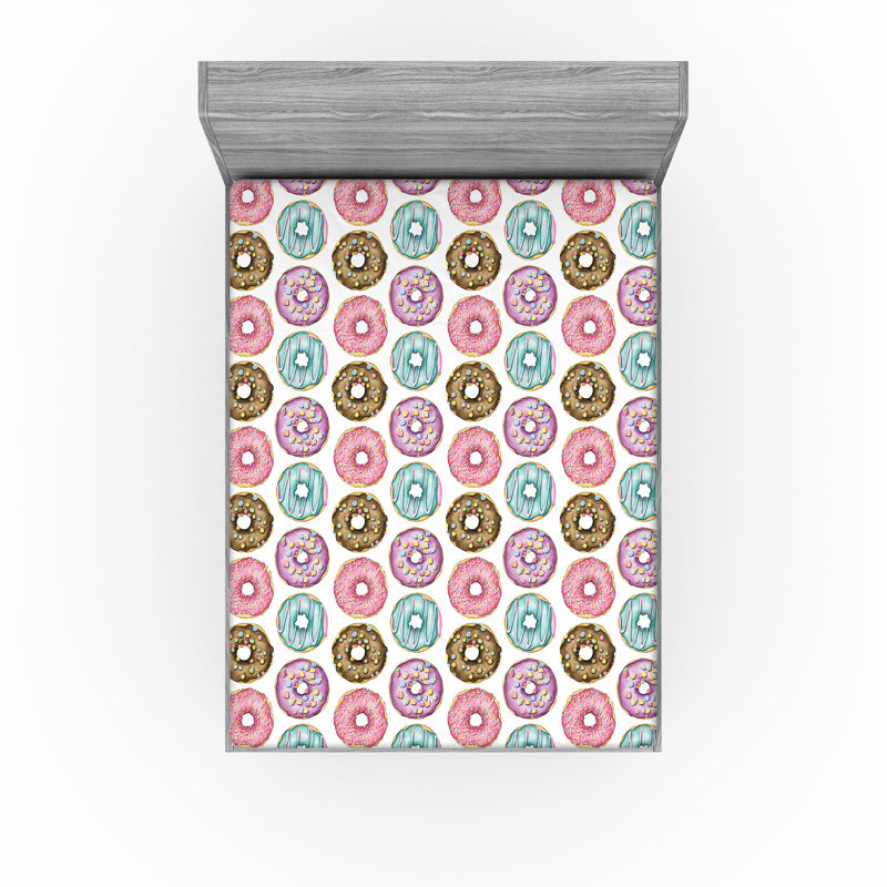 Multicolore drap-housse Ambesonne Donuts, Drap-housse de taille très grand