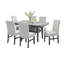 Ensemble de salle à manger 7 pièces Jeny, plateau en faux marbre 60 po et chaises rembourrées grises-121897272