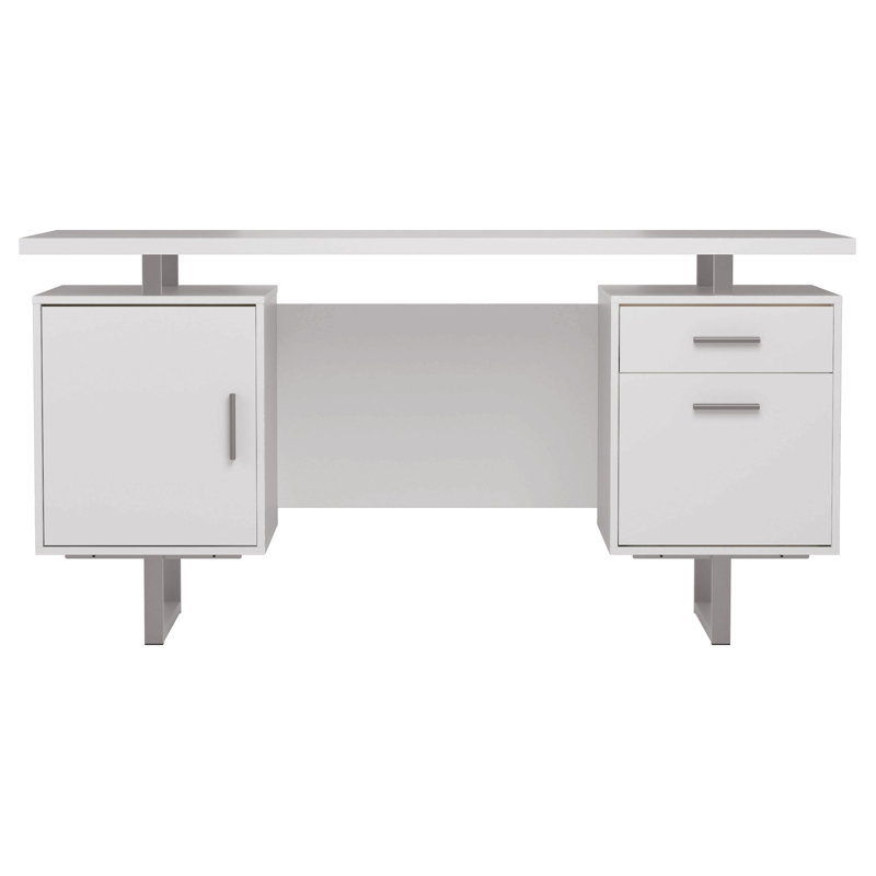 Bureau d'ordinateur contemporain à 1 tiroir 60 pouces à 2 tiroirs 1pc, Blanc