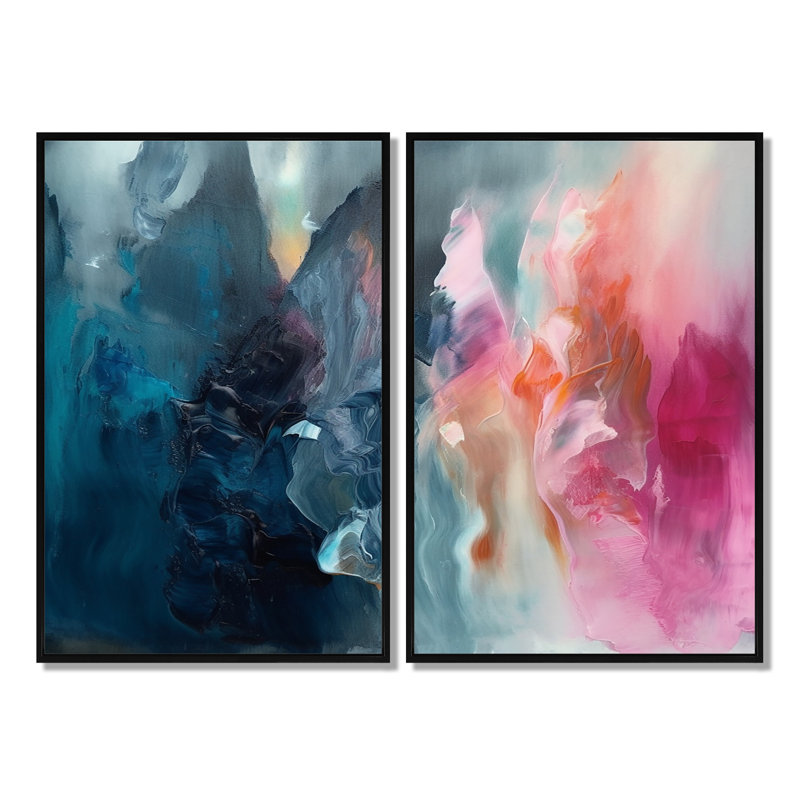 Chinwe - impressions sur toile bleues, Noir, H 36 po x l 48 po, Reproduction encadrée sans passe-partout