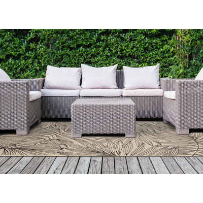 Tapis scandinave floral intérieur / extérieur blanc