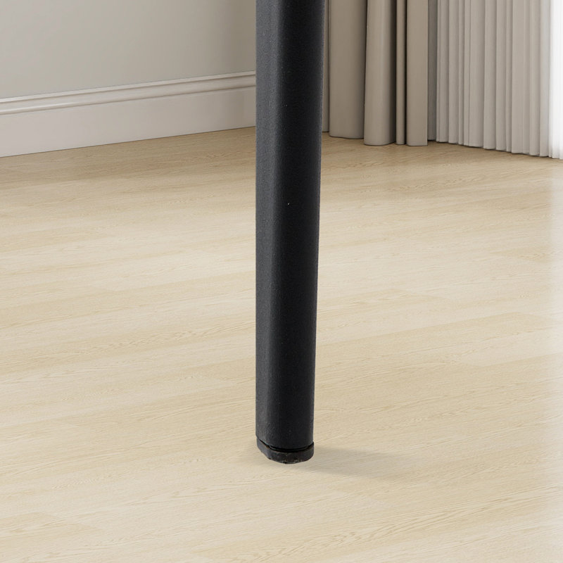 Ensemble de chaises de salle à manger rembourrées en similicuir avec dossier, 4 pieds en métal, Noir; orange