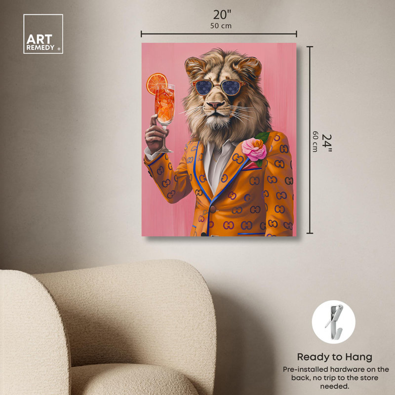 Lion Aperol Tiger Glam Wall Art by Art Remedy, Wrapped Canvas, 24" H x 20" W