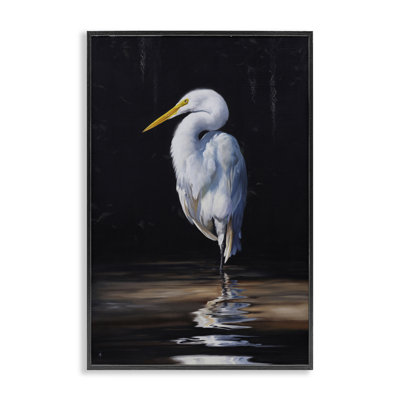 «Balancing Egret Bird», art de la giclée encadrée par Mark Kelso bk-001