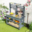 Banc de rempotage mobile avec plateau en acier inoxydable, tiroirs de rangement et tablettes à lattes-31108595