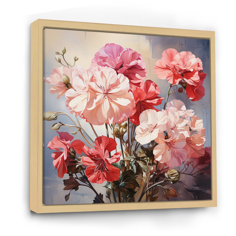 " Pink Geraniums Graceful II ", Natural Floater Framed, 36" H x 36" W x 1.5" D