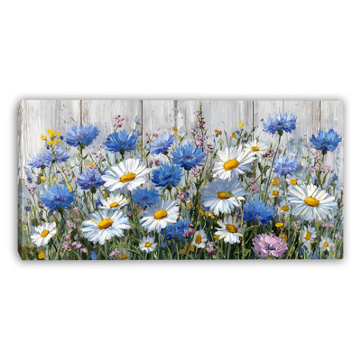 «Rustic Blue Blossoms», art mural sur toile tendue