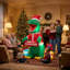 180cm Inflatable Christmas Dinosaur with Lights & Built-In Air Blower | Polyester Taffeta Holiday Yard Display for Indoor & Outdoor Lawn Decoration