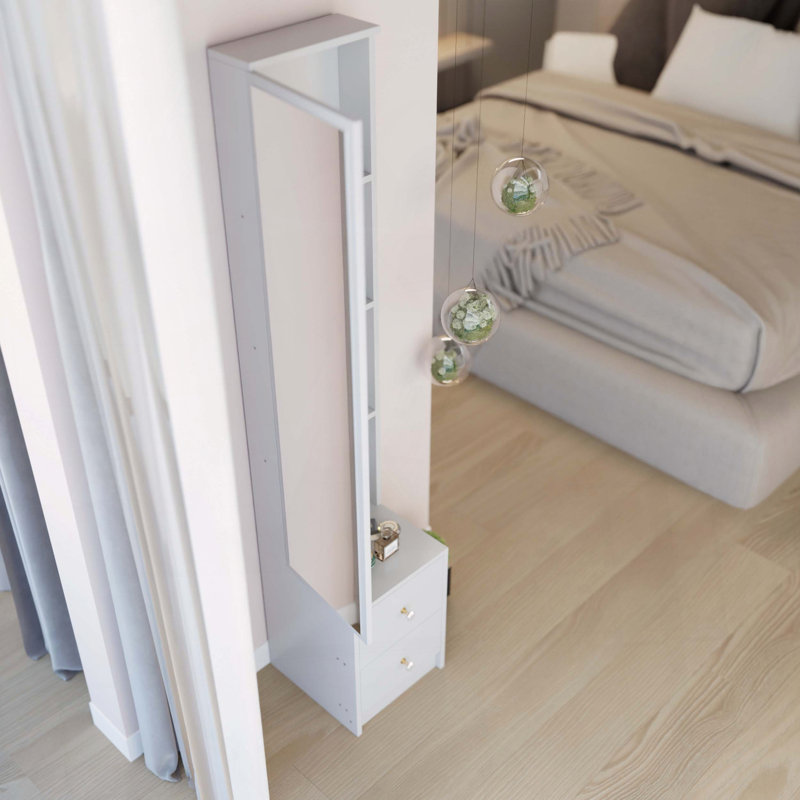 Full Body Mirror Storage Cabinet, White