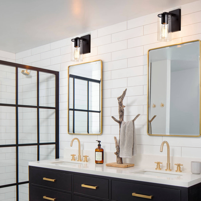 Outdoor Wall Sconce, Industrial Up Down Light with Clear Glass Shade, Oil-Rubbed Bronze